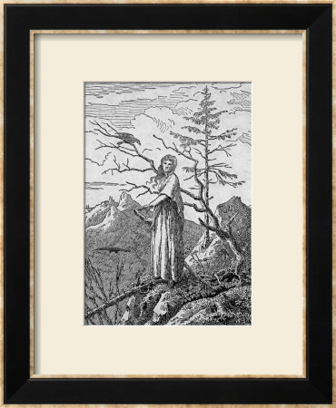 Woman With A Raven, On The Edge Of A Precipice by Caspar David Friedrich Pricing Limited Edition Print image