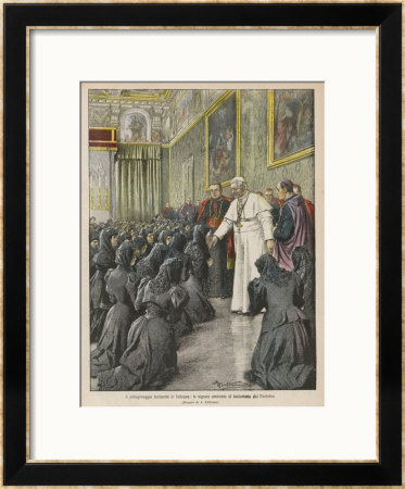 Pope Pius X (Giuseppe Sarto) Pope And Saint Receiving Pilgrims From Lombardy At The Vatican by Achille Beltrame Pricing Limited Edition Print image