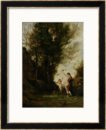 A Nymph Playing With A Cupid, 1857 by Jean-Baptiste-Camille Corot Pricing Limited Edition Print image