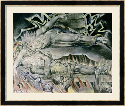 Illustrations Of The Book Of Job, Job's Evil Dreams, Showing Job's God, Who Has Become Satan by William Blake Pricing Limited Edition Print image