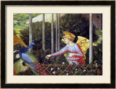 Angel Feeding A Peacock, Detail From The Journey Of The Magi Cycle In The Chapel, C. 1460 by Benozzo Di Lese Di Sandro Gozzoli Pricing Limited Edition Print image