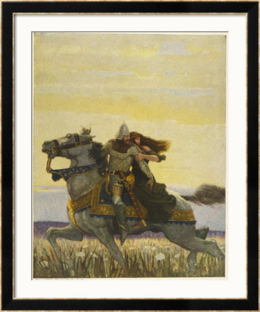 Lancelot Rescues Guinevere From The Stake And Carries Her Off On Horseback by Newell Convers Wyeth Pricing Limited Edition Print image