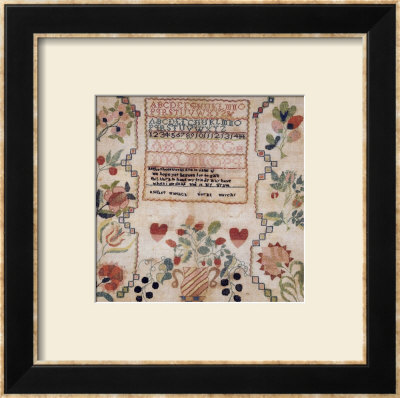 Silk On Linen Needlework Sampler, 19Th Century by Esther Matlock Pricing Limited Edition Print image