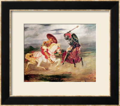 Two Knights Fighting In A Landscape, Circa 1824 by Eugene Delacroix Pricing Limited Edition Print image