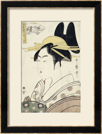 An Okubi-E Portrait Of A Courtesan Representing The Hagi Or Noji River by Utamaro Kitagawa Pricing Limited Edition Print image