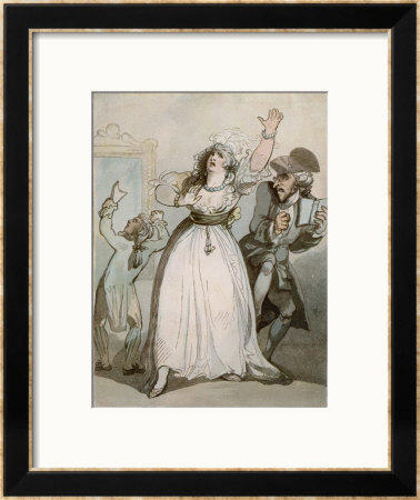 Sarah Siddons Actress Rehearsing In The Green Room With Her Father Roger Kemble by Thomas Rowlandson Pricing Limited Edition Print image