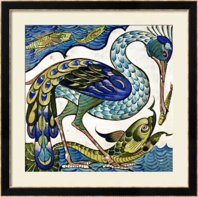 Tile Design Of Heron And Fish, By Walter Crane by Walter Crane Pricing Limited Edition Print image