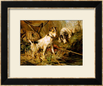 Two Smooth-Haired Fox Terriers By A Fishing Rod And A Creel On A Riverbank by Philip Eustace Stretton Pricing Limited Edition Print image
