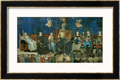 The Allegory Of Good Government, Showing The Virtues by Ambrogio Lorenzetti Pricing Limited Edition Print image