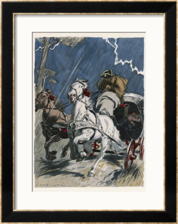 Carriage Horses Terrified By A Thunderstorm by Auguste Leroux Pricing Limited Edition Print image