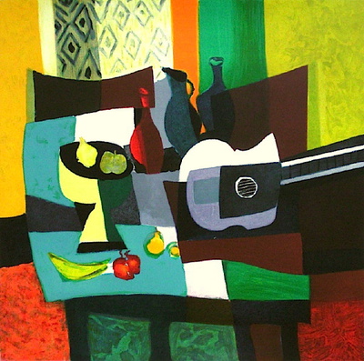 Nature Morte Guitare Et Compotier by Marcel Mouly Pricing Limited Edition Print image