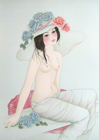 Nu Au Chapeau Fleuri by Mara Tran-Long Pricing Limited Edition Print image