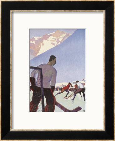 An Ice-Hockey Match In Chamonix France by Roger Broders Pricing Limited Edition Print image
