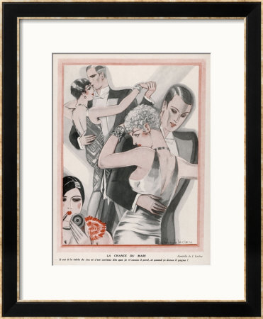 Two Couples Dance While A Third Lady Touches Up Her Lipstick by Jacques Leclerc Pricing Limited Edition Print image