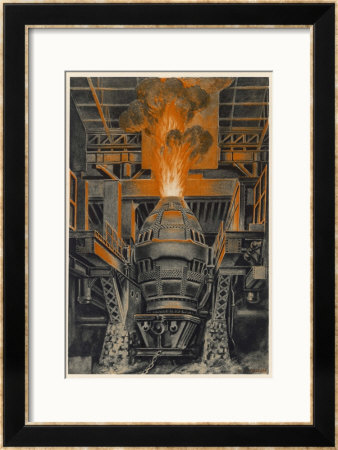 Bessemer Converter In The Longwy Steelworks France by P. Grosjean Pricing Limited Edition Print image