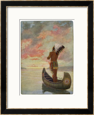 Hiawatha's Departure: Hiawatha Sails Westward Into The Sunset by M. L. Kirk Pricing Limited Edition Print image