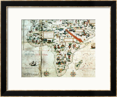 Add 24065: Detail Of A Map Of The World Showing Africa, 1550 by Pierre Descaliers Pricing Limited Edition Print image
