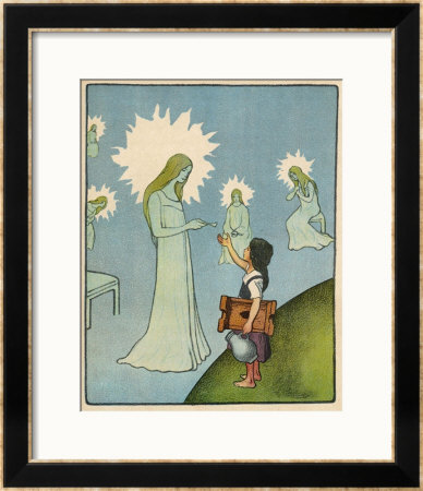 Little Girl Sets Out To Find Her Seven Brothers And Receives Help From An Angelic Lady by Willy Planck Pricing Limited Edition Print image