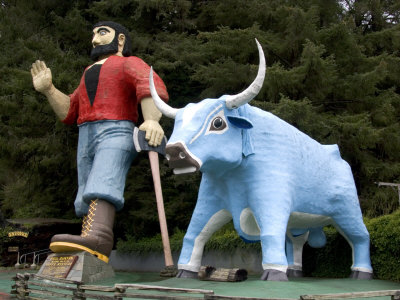 Giant Statues Of Paul Bunyan And Babe The Blue Ox Guard, Trees Of Mystery, Klamath, California, Usa by David R. Frazier Pricing Limited Edition Print image
