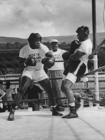 Boxer Archie Moore, Avoiding Punches Thrown By Spar Partner, Gorilla Brown by Grey Villet Pricing Limited Edition Print image