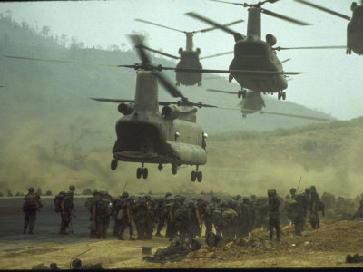 Ch-47 Boeing Chinook Helicopters Deploying Ground Troops Along Route Nine For Offensive Patrol by Larry Burrows Pricing Limited Edition Print image