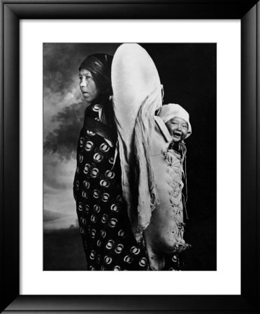 Native American Mother And Her Baby, Happily Hanging On Her Back In Glacier Park by E O Hoppe Pricing Limited Edition Print image