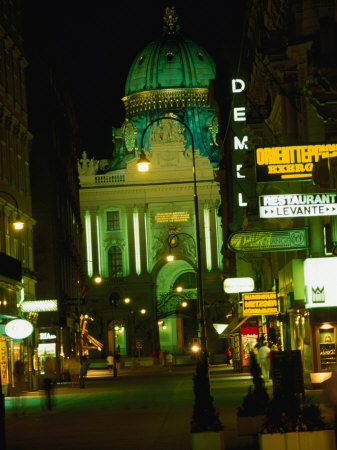 Kohlmarkt And Dome Of St. Michael's At Night, Vienna, Austria by Jon Davison Pricing Limited Edition Print image