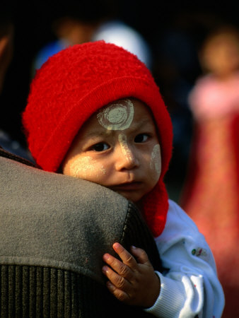 Baby On His Father's Shoulder, Mawlamyaing, Mon State, Myanmar (Burma) by Bernard Napthine Pricing Limited Edition Print image