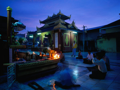 Early Morning Worshippers At Theindawgyi Paya, Myeik, Myanmar (Burma) by Joe Cummings Pricing Limited Edition Print image