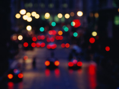 Car Taillights On Dark City Street, San Francisco, California, Usa by Curtis Martin Pricing Limited Edition Print image