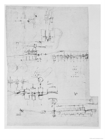 Design For A Calculating Machine, From The Codex Atlanticus, 1478-1518 by Leonardo Da Vinci Pricing Limited Edition Print image