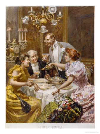 Christmas Eve Dinner In The Private Dining Room Of A Restaurant, L'illustration, 1893, Paris by Ludovico Marchetti Pricing Limited Edition Print image