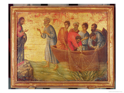 Apparition On The Lake Of Tiberiade, Christ After The Resurrection, Verso: Maesta Altarpiece, 1311 by Duccio Di Buoninsegna Pricing Limited Edition Print image