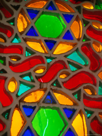 Detail Of Stained Glass Window, San'a, Yemen by Juliet Coombe Pricing Limited Edition Print image