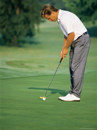 Young Man Playing Golf by Chuck St. John Pricing Limited Edition Print image