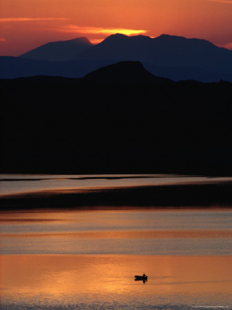 Boat In Lake At Sunset, Highland, Scotland by Jerry Galea Pricing Limited Edition Print image