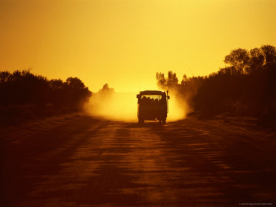 Truck On Dirt Road At Sunset, Australia by Chris Mellor Pricing Limited Edition Print image
