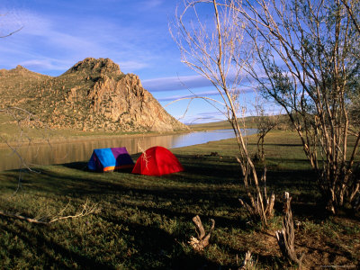 Tourists' Tents Pitched By A Waterway by Jerry Galea Pricing Limited Edition Print image