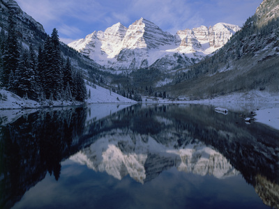 Early Winter At The Maroon Bells Near Aspen, Colorado by Robert Kurtzman Pricing Limited Edition Print image