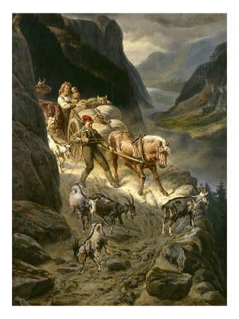 Down From The Mountain (Oil On Canvas) by Knud Bergslien Pricing Limited Edition Print image