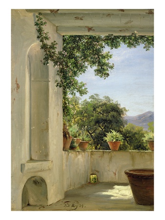 Terrace In Sorrento, 1834 (Oil On Canvas) by Thomas Fearnley Pricing Limited Edition Print image