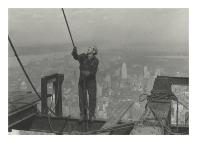 Construction Worker Standing On An I-Beam Pulling A Rope by Lewis Wickes Hine Pricing Limited Edition Print image