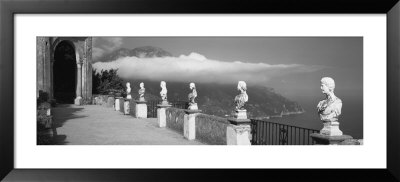 Marble Busts Along A Walkway, Ravello, Amalfi Coast, Salerno, Campania, Italy by Panoramic Images Pricing Limited Edition Print image