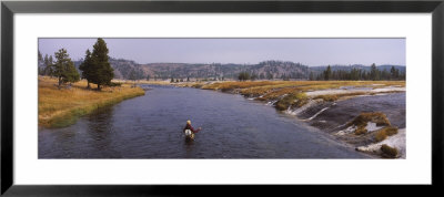 Fisherman Fishing In A River, Firehole River, Yellowstone National Park, Wyoming, Usa by Panoramic Images Pricing Limited Edition Print image