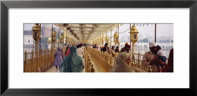 Group Of People Walking On A Bridge Over A Pond, Golden Temple, Amritsar, Punjab, India by Panoramic Images Pricing Limited Edition Print image