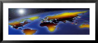 Flight Plan Marked On A Globe by Panoramic Images Pricing Limited Edition Print image