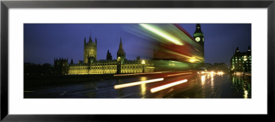 Traffic Moving In The Night, Houses Of Parliament, London, England by Panoramic Images Pricing Limited Edition Print image