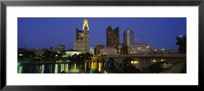 Buildings Lit Up At Night, Columbus, Scioto River, Ohio, Usa by Panoramic Images Pricing Limited Edition Print image