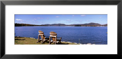 Chairs On A Lawn, Fourth Lake, Adirondack Mountains, New York State, Usa by Panoramic Images Pricing Limited Edition Print image