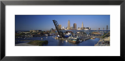 Boats In A River, Cleveland, Ohio, Usa by Panoramic Images Pricing Limited Edition Print image